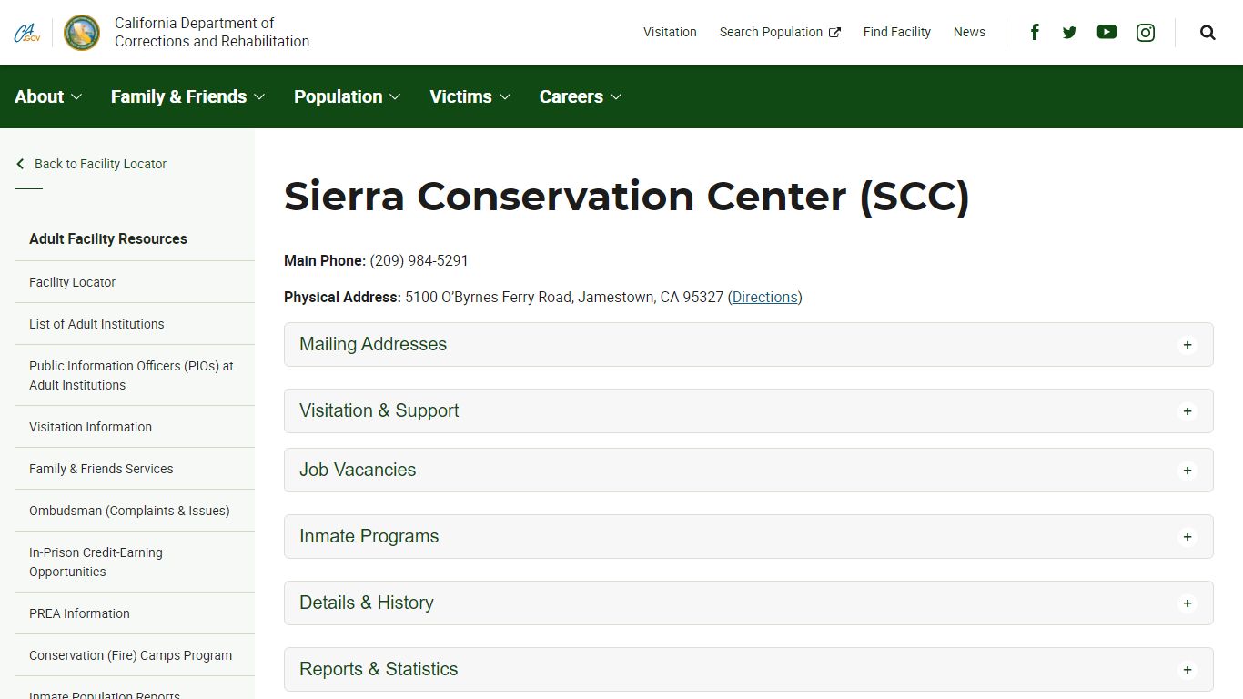Sierra Conservation Center (SCC) - CDCR