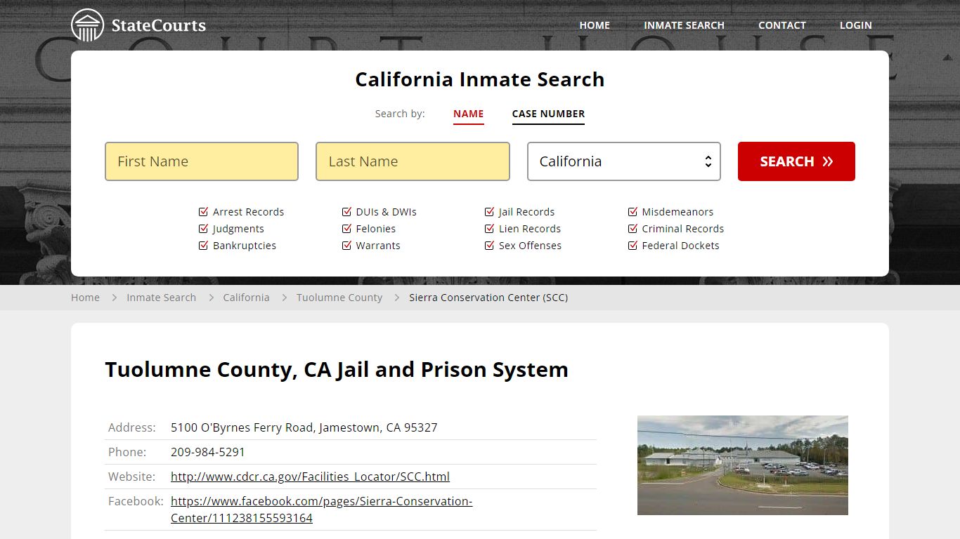 Sierra Conservation Center (SCC) Inmate Records Search, California ...